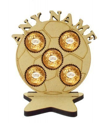 6mm Personalised Football Ferrero Rocher Holder on a Star Stand